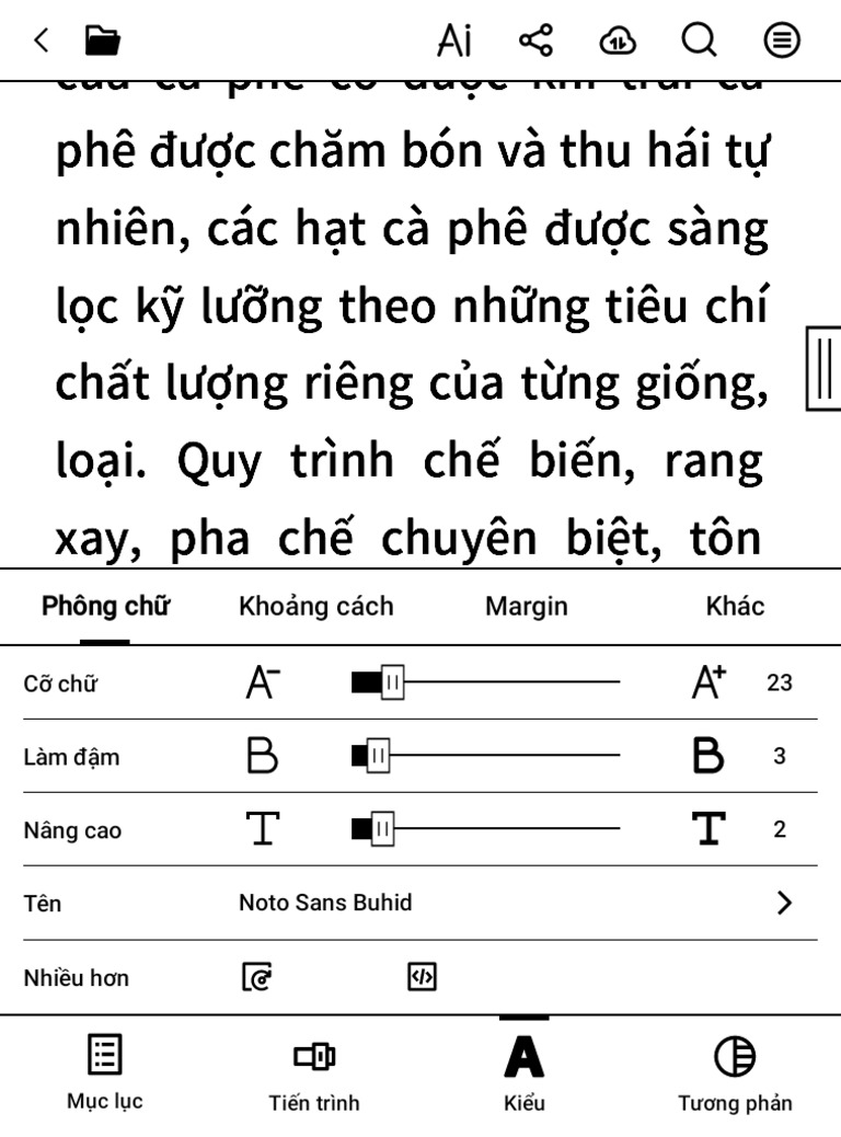 Điều chỉnh, thay đổi font chữ trên máy đọc sách