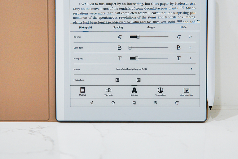 Tùy chỉnh font, kích thước chữ
